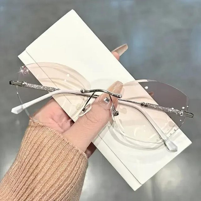 Fable Lesebrille Damen, Schmetterling, randlos, Metall, pink, silver - Bild 1