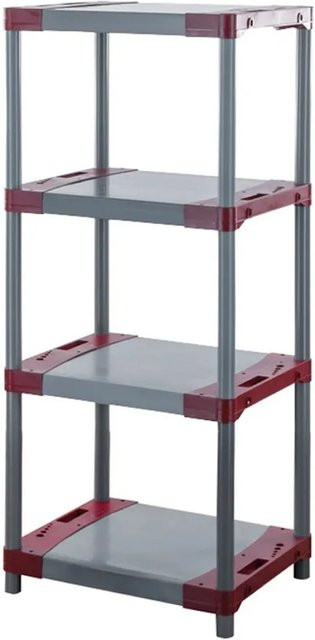 PROREGAL Kunststoffregal Big Grey Bear Low in Grau/Rot, H x B x T: 138 x 70 x 46 cm - Bild 1