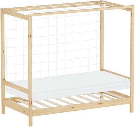 Kinderbett Fußballtor ML-Design aus Kiefernholz in Natur mit Matratze und Tornetz, B/T: 160 x 80 cm, Matratzenhöhe: 10 cm - Bild 1