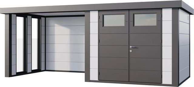 Telluria Gerätehaus Classico mit Lounge S Links und Fenster in Weiß, B/H/T: 572 x 219 x 258 cm - Bild 1