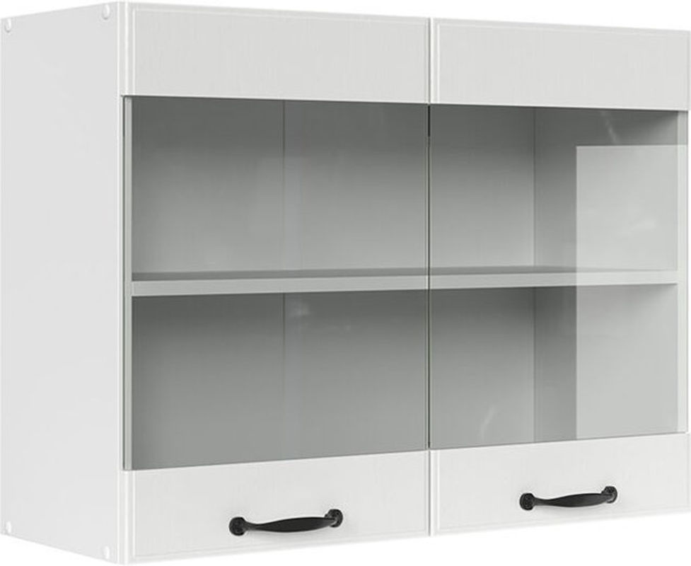 Vicco R-Line Hängeglasschrank in Weiß mit Glastüren im Landhausstil, Breite: 80 cm, Höhe: 60 cm, Tiefe: 31 cm - Bild 2