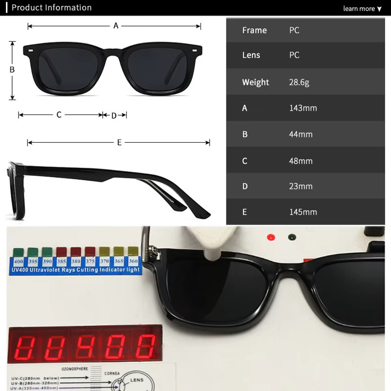 SHAUNA Sonnenbrille, quadratisch, Vollrand, Kunststoff, blau grün, Unisex, polarisiert - Bild 4
