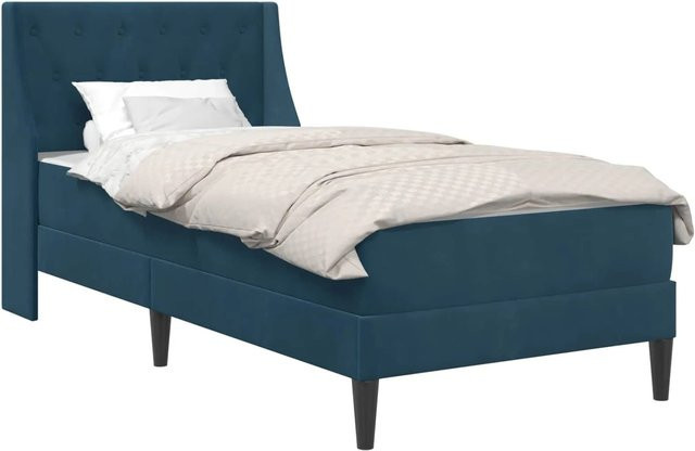 vidaXL Bettgestell mit Matratze in Blau aus Samt, 2-teiliges Set für das Schlafzimmer - Bild 1