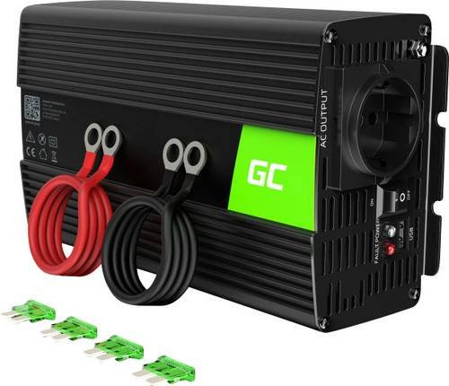 Green Cell Wechselrichter 1000W 24V auf 230V in Schwarz mit USB-C Anschluss - Bild 1