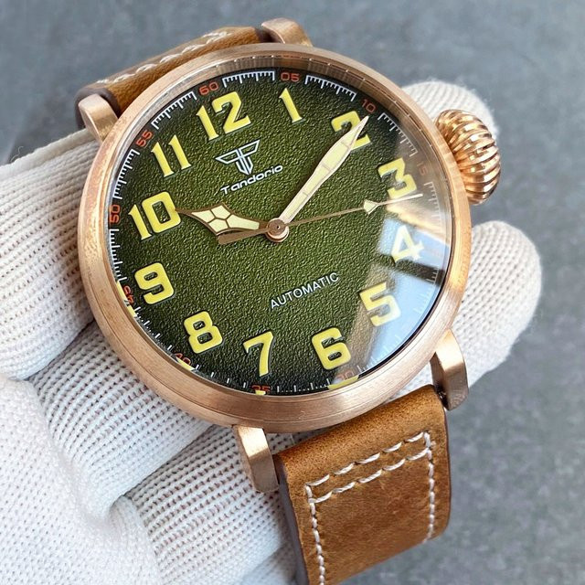 Tandorio Taucheruhr, Automatik, Bronzegehäuse, 47 mm, Leder, Herren - Bild 1