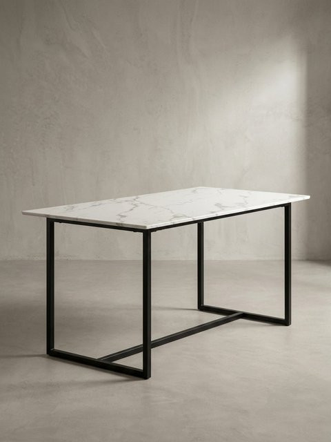 Moderner Esstisch KADIMA DESIGN in Marmoroptik mit Metallgestell, Weiß, B/T/H: 180 x 90 x 76 cm - Bild 1