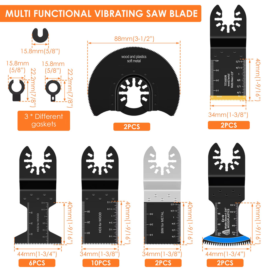Toorise Multitool Oszillierende Sägeblatt Set aus Titan Bimetall für Holz und PVC, 8 oder 24 Stück - Bild 4