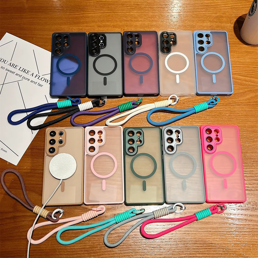 Matte und transluzente Schutzhülle mit Lanyard und Magnetverschluss für Samsung Galaxy S26 S25 S24 S23 Ultra Plus S24 25FE in Blau, MagSafe-kompatibel und kabelloses Laden unterstützt - Bild 2