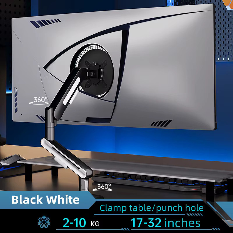 BEISHI Einzelmonitorhalterung für Schreibtisch, verstellbarer Computermonitorarm für 13-32 Zoll, Tragkraft 2-10 kg, VESA 75/100 mm, Schwarz oder Weiß - Bild 1