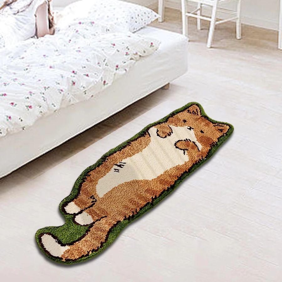 Dekorativer Teppich mit Cartoon Katze Muster von VIKAMA in Aesthetic Design, wasserdichte Bodenmatte für Wohnzimmer und Schlafzimmer - Bild 2