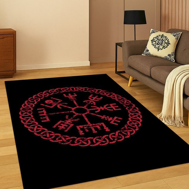 Faviora Nordischer Wikinger Odin Teppich, Schwarz, Ethnic Design, Rutschfest, B/T: 60 x 40 cm - Bild 1