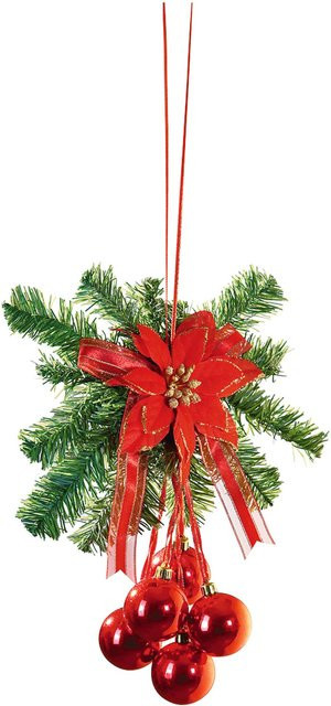 Viva Domo Advents- und Weihnachtsanhänger mit floralem Blumen-Design in Grün und Rot - Bild 1