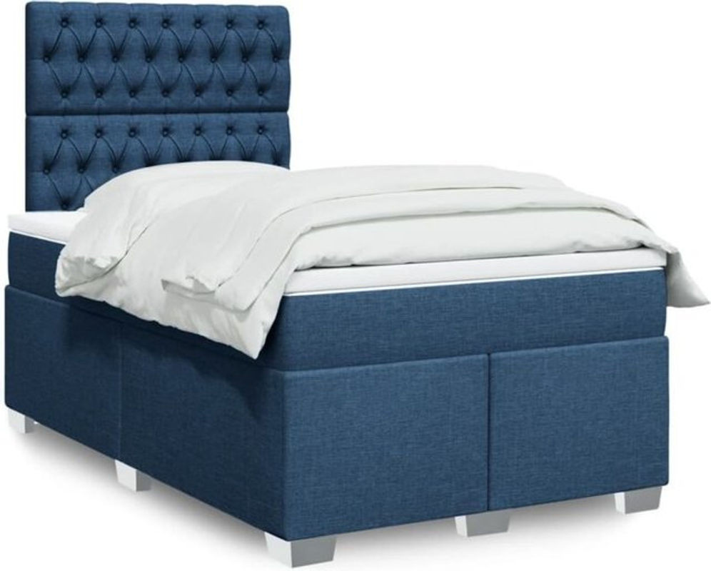 vidaxl Boxspringbett mit Matratze aus Stoff in Blau, B/T/H: 120 x 200 cm - Bild 1