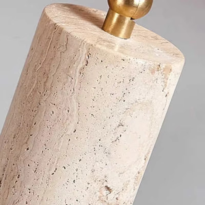 Wabi-Sabi Deckenleuchte aus gelbem Travertin im japanischen Stil mit 3-Kopf-Strahler in Beige und Gelb - Bild 2