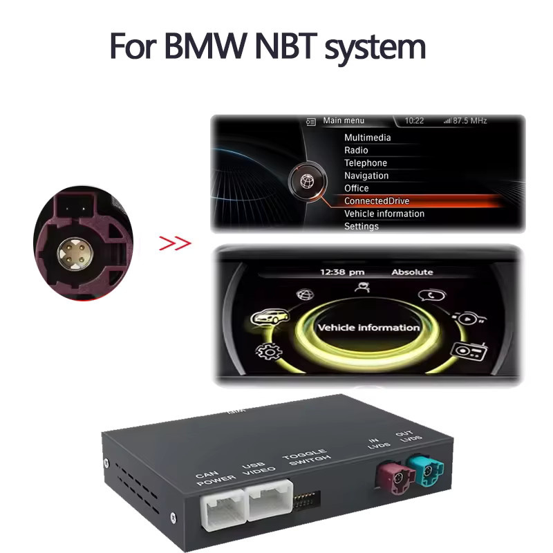 AUTOABC Kabellose CarPlay und Android Auto Schnittstelle mit Airplay und Mirror Link sowie GPS für BMW NBT EVO 1 2 3 4 5 6 7 Serie in Schwarz - Bild 5