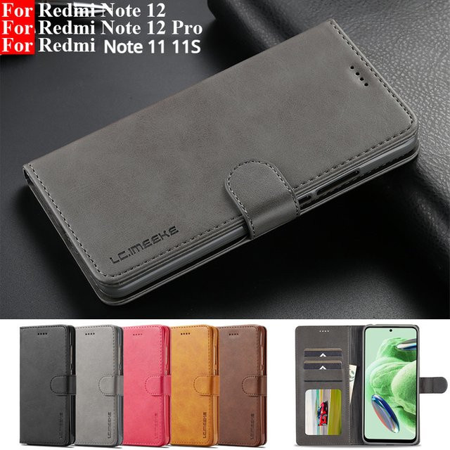 Xiaomi Flip Ledertasche Brieftasche in Grau für Redmi und Poco Modelle - Bild 1