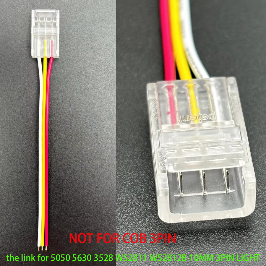 YSRSAI 10er Set LED Eckverbinder L/T Form in Transparent, 10mm 3Pin lötfreier Stecker für WS2811 und WS2812B LED-Streifen - Bild 2
