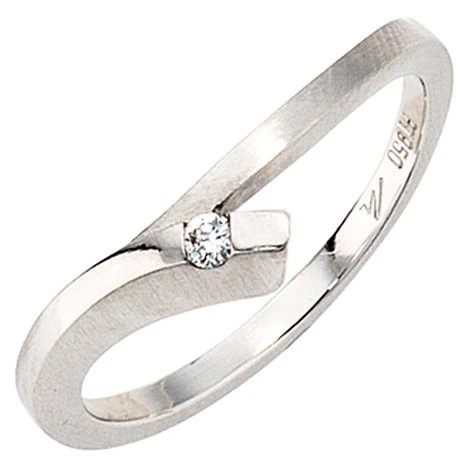 Colfem Ring 950 Platin, mattiert, Diamant Brillant, 0.03ct, Damen, Ringgröße 56 - Bild 1