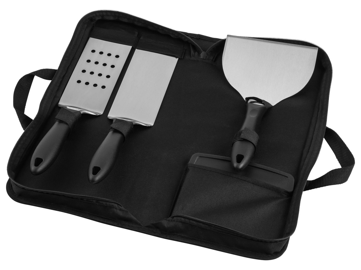 GRILLMEISTER Grillbesteck Set aus Edelstahl mit Aufbewahrungstasche inklusive Grillwender, Grillzange, Fleischgabel und Grillmesser - Bild 2