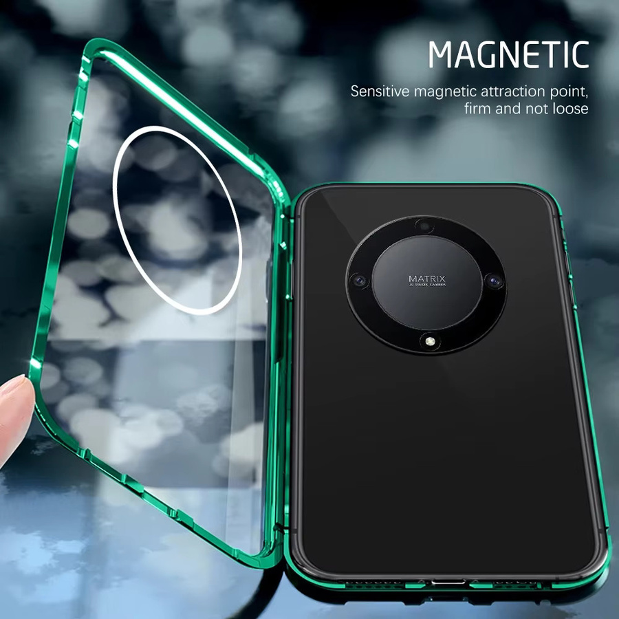 360 Grad doppelseitige Glas-Schutzhülle mit Metall-Bumper und Magnetfunktion für Honor Magic 7 Lite 5G, Honor Magic 6 und Honor Magic 5 in Grün - Bild 4