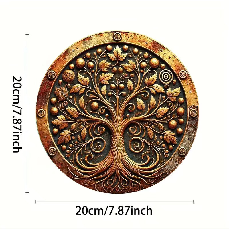 CIFBUY Wanddekoration Eisenbaum des Lebens in Schwarz und Gold, Vintage Mandala Metall Kunst Hängeschild, B/H: 20,32 x 20,32 cm - Bild 2