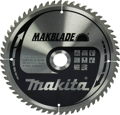 Makita B-32792 Kreissägeblatt für Metall, Farbe: Silber, Durchmesser: 255 mm, Bohrung: 30 mm, Zähne: 60 - Bild 1