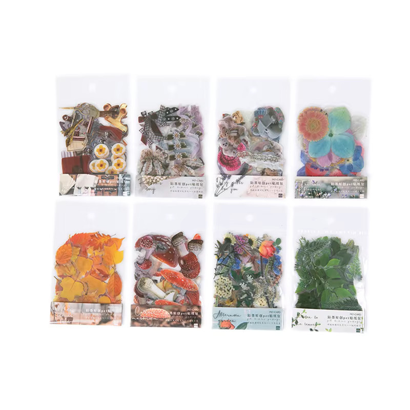 40 Stück Vintage Ginkgo-Blätter Aufkleber-Set aus PET für DIY Scrapbooking und Tagebuch-Dekoration in Mehrfarbig - Bild 3