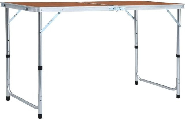 vidaXL Klappbarer Campingtisch aus Aluminium und MDF in Braun, B/T: 120 x 60 cm - Bild 1
