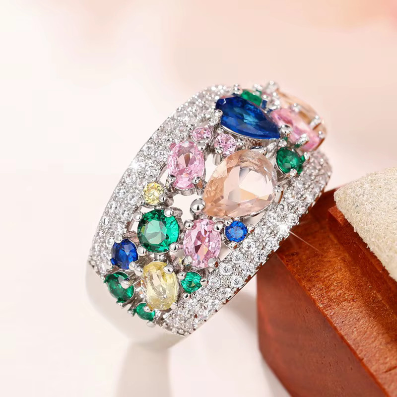 Huitan Ringe, Bunt, Zirkonia, Silber, Damen - Bild 2