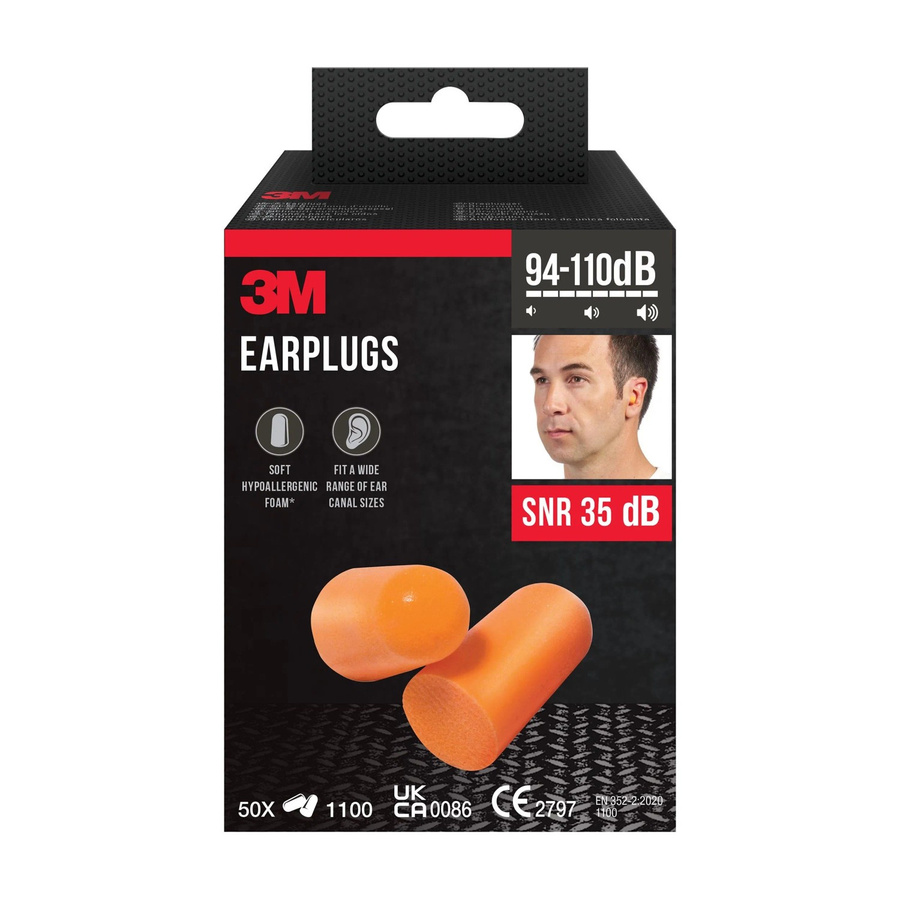 3M Einweg-Gehörschutzstöpsel aus Weichschaum in Orange mit 35 dB SNR-Wert, 50er-Pack - Bild 2