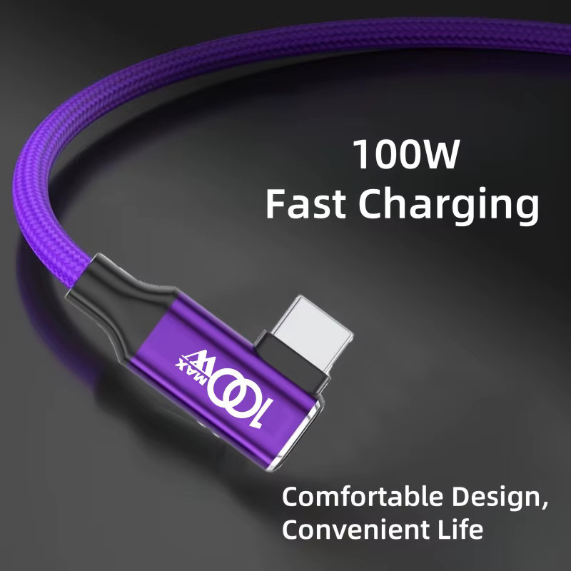 100W Hochgeschwindigkeits-Ladekabel USB-C auf USB-C in Lila, kompatibel mit iPhone 16/15 Pro Max und Samsung Galaxy S24-S10 Serie - Bild 2