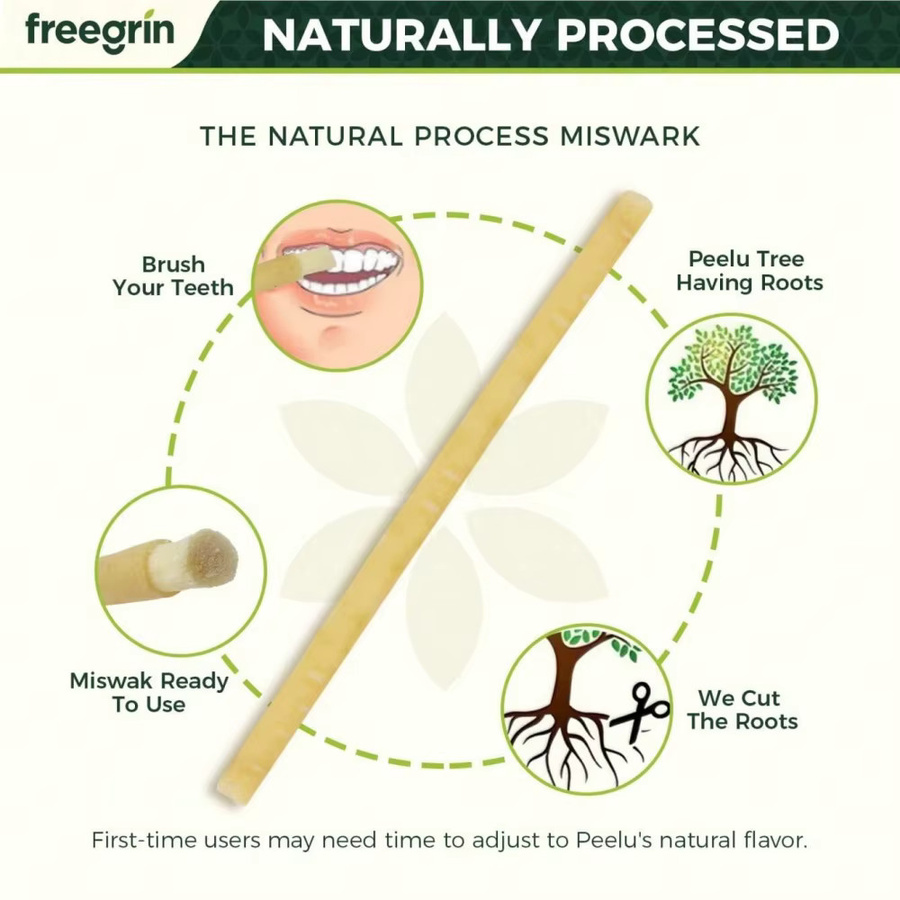 FREEGRIN Natur-Miswak-Zahnbürstenstäbchen mit Minzgeschmack, Unisex - Bild 3