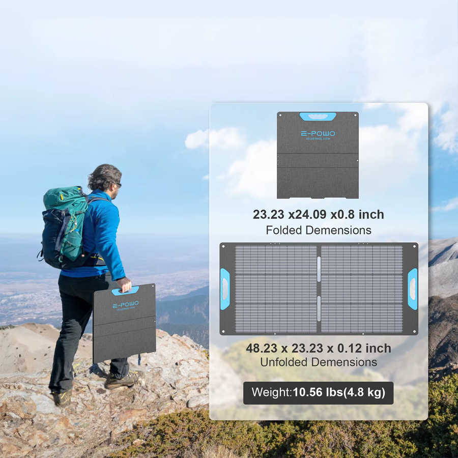 E-POWO Faltbares Solarpanel Tragbares Solarladegerät mit 23% Effizienz in Schwarz - Bild 3