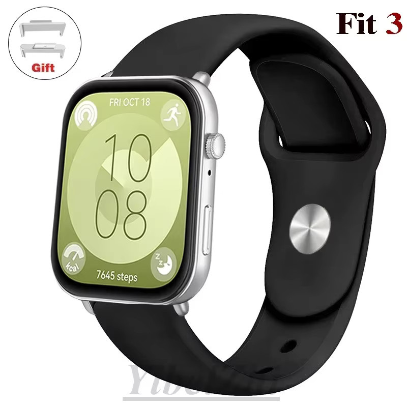 Uhrenarmband Silikon, Schwarz, für Huawei Watch FIT 3 - Bild 1