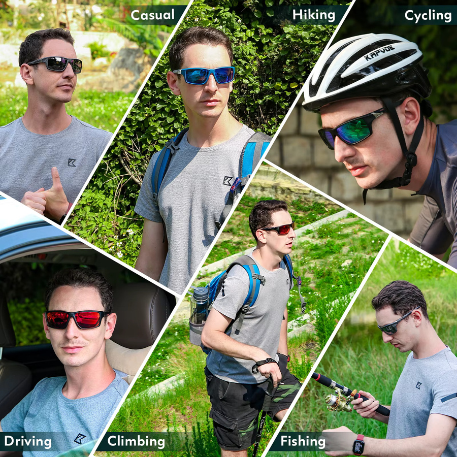 Kapvoe Sportsonnenbrille, Vollrand, Kunststoff, schwarz, Unisex, polarisiert - Bild 2