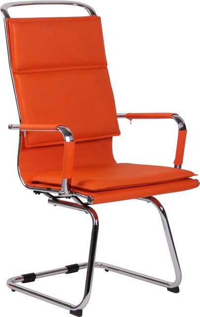 TPFLiving Besucherstuhl Beta in Orange mit Kunstleder und Metallgestell in Chromoptik - Bild 1