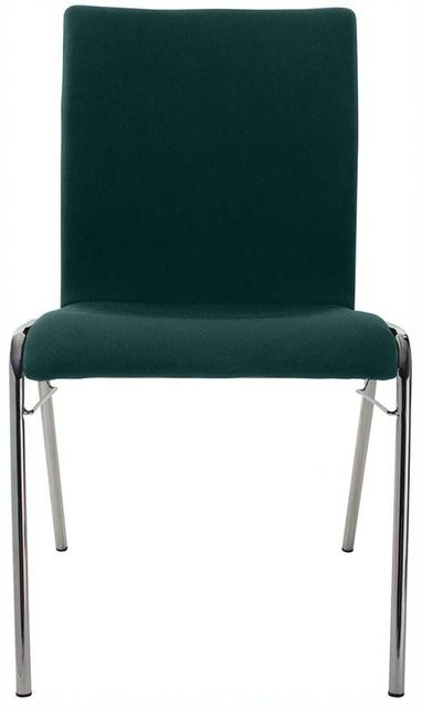 BMV Besucherstuhl A45 aus Buche mit dunkelgrünem Vollpolster und verchromtem Gestell in Silber, B/T/H: 50 x 54 x 86 cm - Bild 1