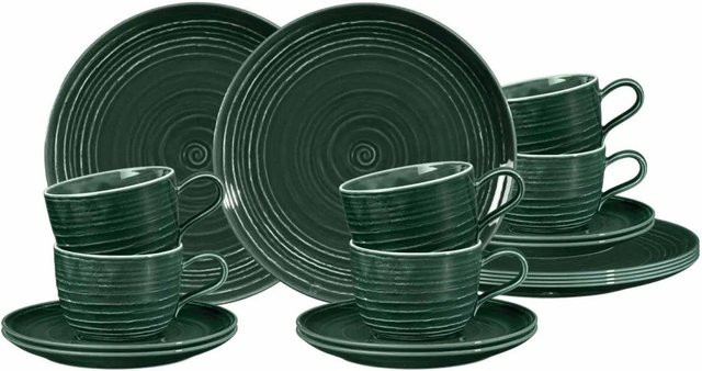 Seltmann Weiden Kaffeeservice Terra 18-teilig in Moosgrün aus Keramik - Bild 2
