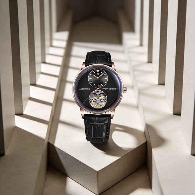PAGANI DESIGN Armbanduhr Automatik, Leder, Blau, Herren - Bild 1