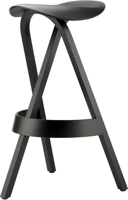 Thonet 404 H Barhocker aus Eiche in Schwarz matt mit Armlehnen - Bild 1
