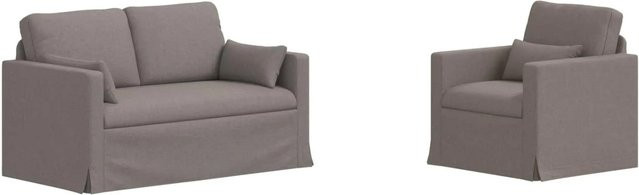 vidaXL Sofa 2-teiliges Set Taupe Stoff mit Metallrahmen B/T/H: 139 x 78 x 80 cm und 78 x 78 x 80 cm - Bild 1