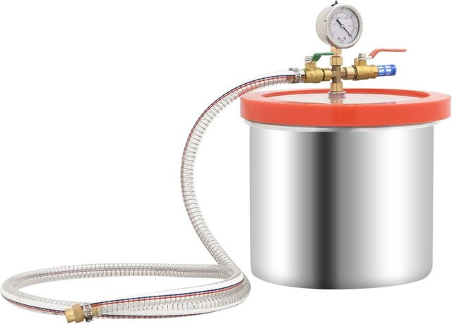 Yiwydaa Vakuumkammer mit einstufiger Pumpe, transparent und silber, 7,4 l - Bild 1