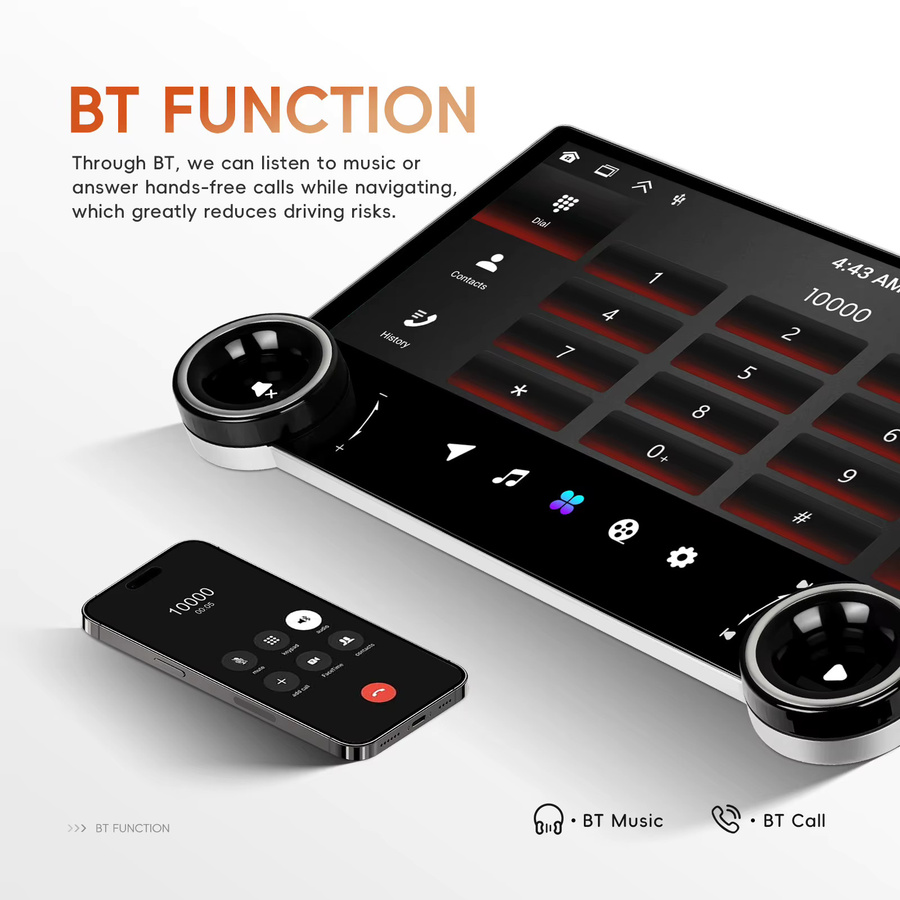 Podofo Android Autoradio mit 12,5 Zoll Display, 6 GB RAM und 128 GB Speicher, 2 DIN Multimedia-Player mit GPS, WiFi, Bluetooth, kabellosem CarPlay und Android Auto, Farbe: Schwarz - Bild 7