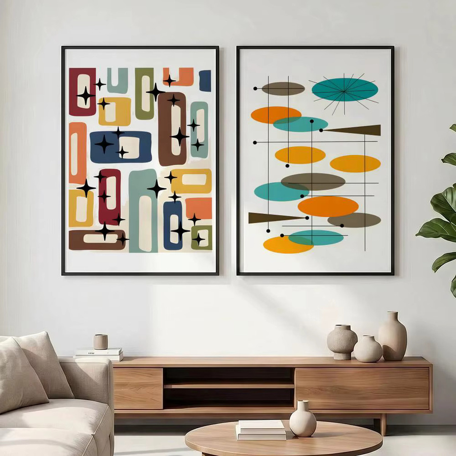 Selbstklebendes Aquarell-Poster mit abstraktem Pinselstrich-Design in Weiß und Multicolour als moderne Wanddekoration - Bild 2