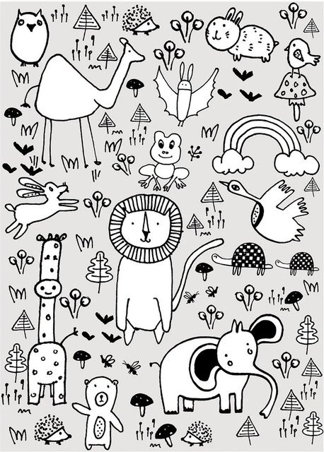 Komar Wandbild Scribble Park, Paper Poster, Multicolor, B: 50 cm, H: 70 cm - Bild 1