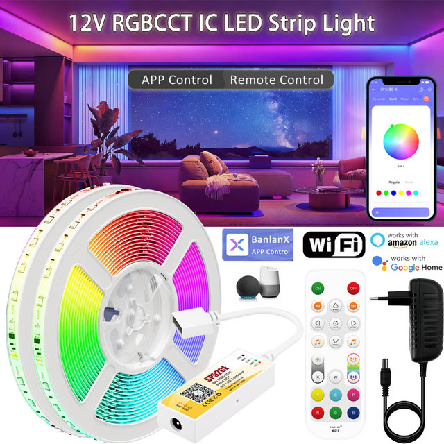 YSRSAI Wifi Smart Controller für 12V RGBCCT LED Streifen mit RF Remote und Google Assistant Unterstützung, Multicolour Beleuchtung - Bild 1