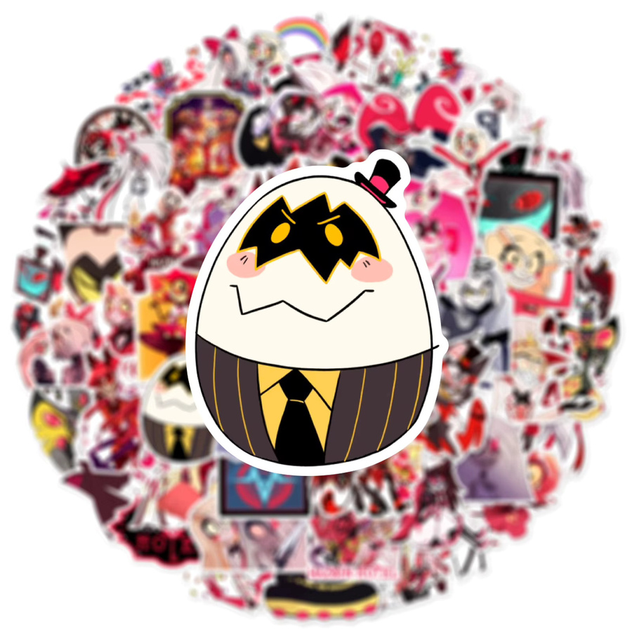 56-teiliges Anime Hazbin Hotel Sticker-Set, wasserfeste Graffiti-Aufkleber in Multicolour für Helm, Fahrrad und Notizbuch - Bild 5