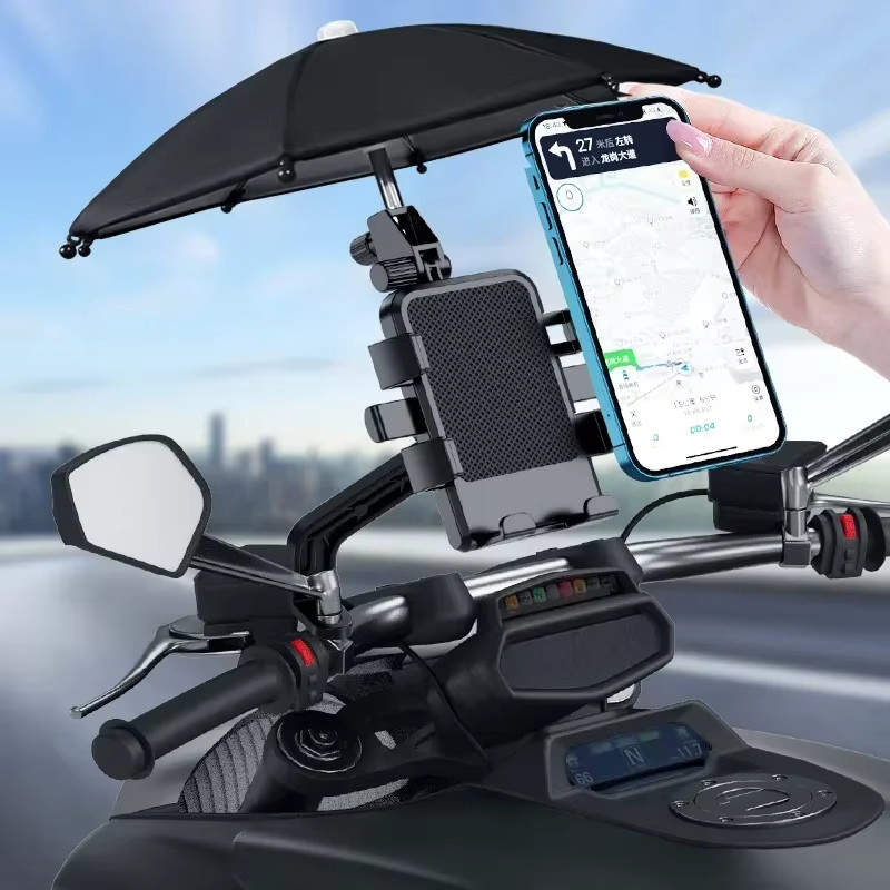 YTDMEN Motorrad-Handyhalter mit Regen- und Sonnenschutz in Schwarz für Smartphones von 5 bis 7,2 Zoll - Bild 2