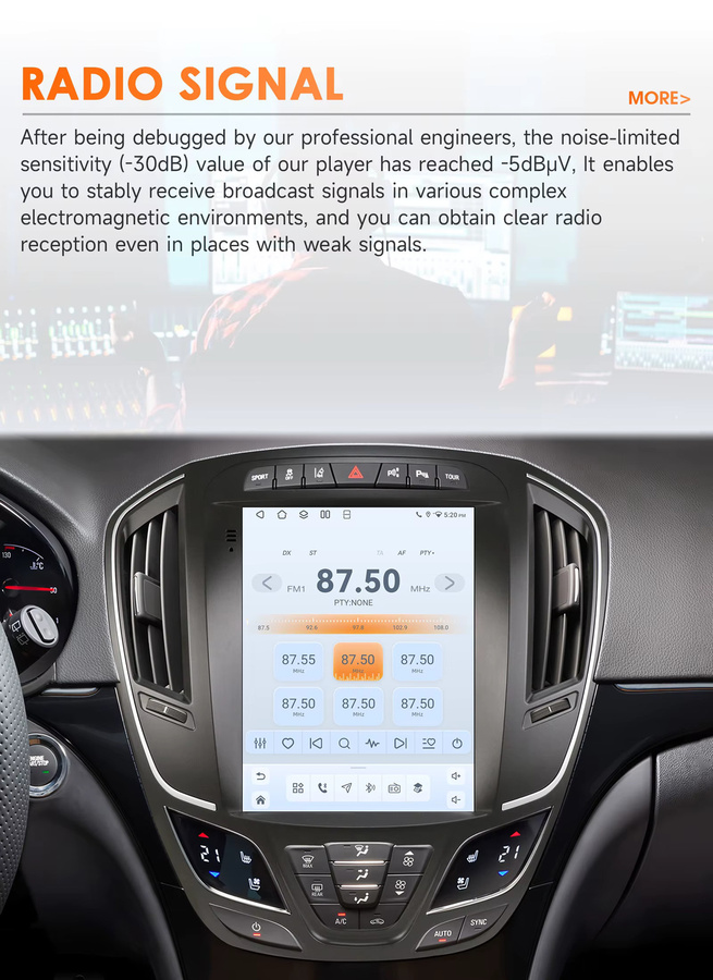 OSSURET Android Autoradio mit 9,7 Zoll Bildschirm für Opel Insignia und Buick Regal 2014-2018, Carplay Multimedia-Player mit GPS und 360-Grad-Kamera, Schwarz - Bild 4