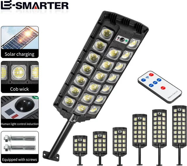 ESMARTER Solar-Bewegungsmelder-Wandlampe mit LED und 3 Beleuchtungsmodi, wasserdichte Außenleuchte für Garten und Terrasse, Schwarz - Bild 1